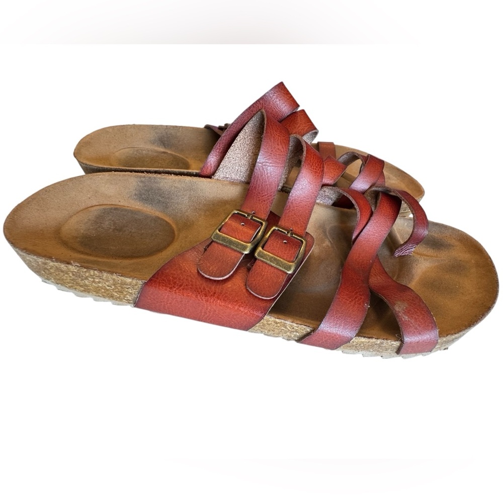 Maurices Red Brown Retro BOHO Hippie Strappy Sandals Women’s 9 NICE